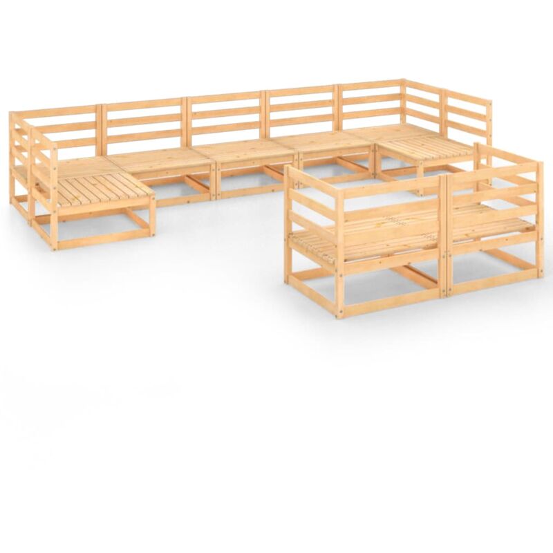 

vidaXL Juego de muebles de jardín 9 pzas y cojines madera pino maciza - Marrón