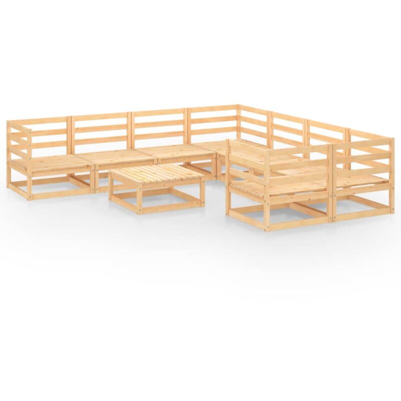 

vidaXL Juego de muebles de jardín 9 piezas madera pino maciza - Marrón