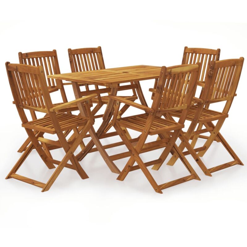 

Comedor de jardín plegable 7 piezas de madera maciza de acacia - Marrón - Vidaxl