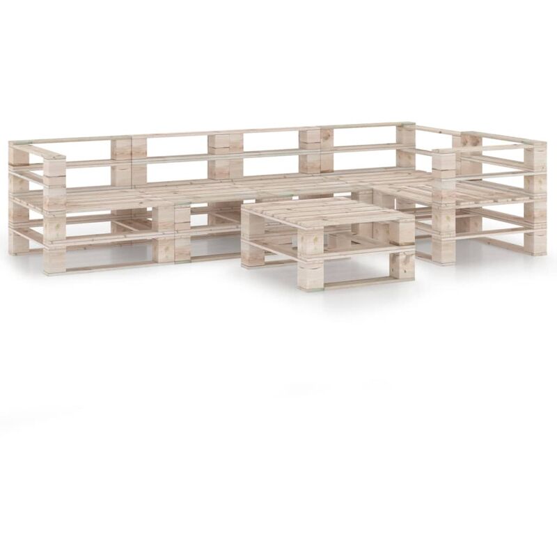 

vidaXL Juego de muebles de jardín de palets 6 piezas madera de pino - Marrón