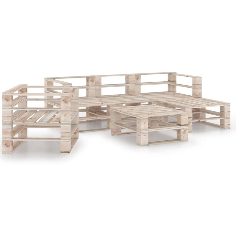 

vidaXL Juego de muebles de jardín de palets 6 piezas madera de pino - Beige