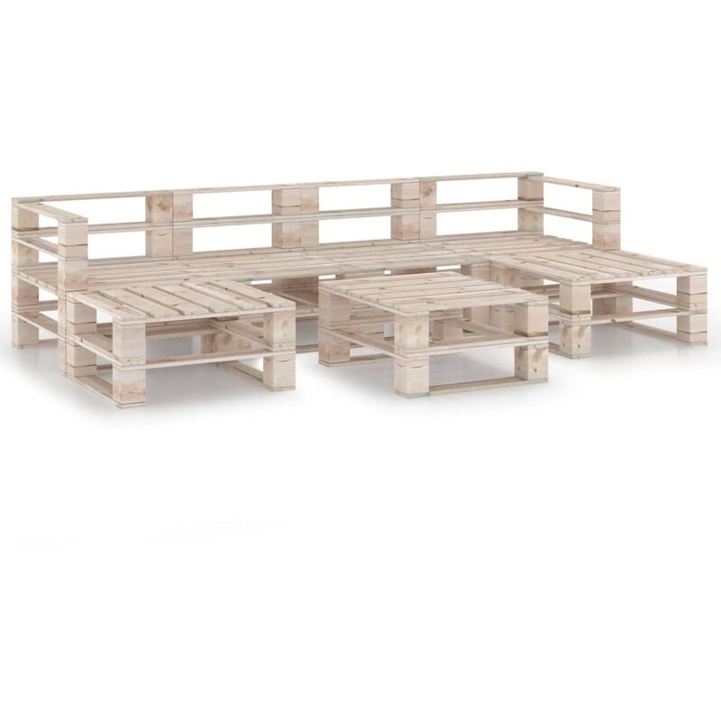 

vidaXL Juego de muebles de jardín de palets 7 piezas madera de pino - Beige