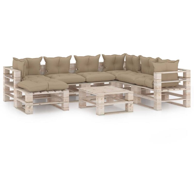 

vidaXL Juego de muebles de jardín de palets 8 pzas cojines madera pino - Verde