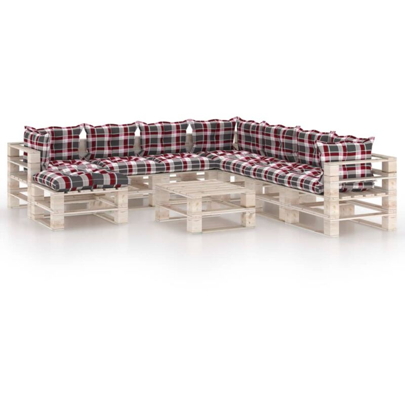 

Juego de muebles de jardín de palets 9 pzas cojines madera pino - Marrón - Vidaxl