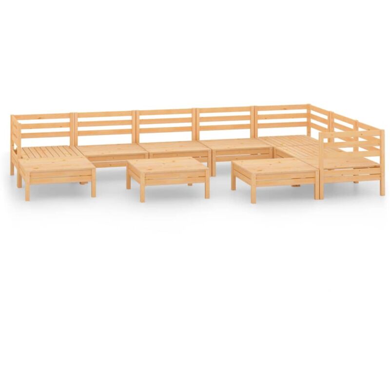 

Vidaxl - Juego de muebles de jardín 10 piezas madera maciza de pino - Marrón