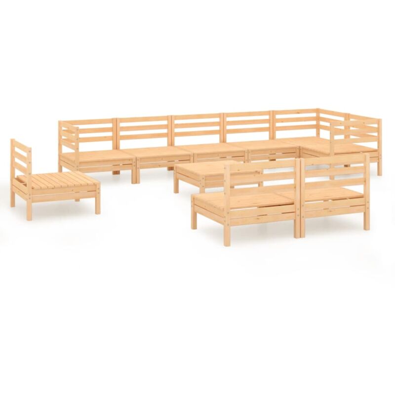 

Vidaxl - Juego de muebles de jardín 10 piezas madera maciza de pino - Marrón