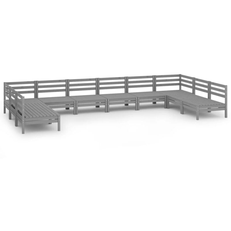 

vidaXL Juego de muebles de jardín 10 piezas madera maciza de pino gris - Gris