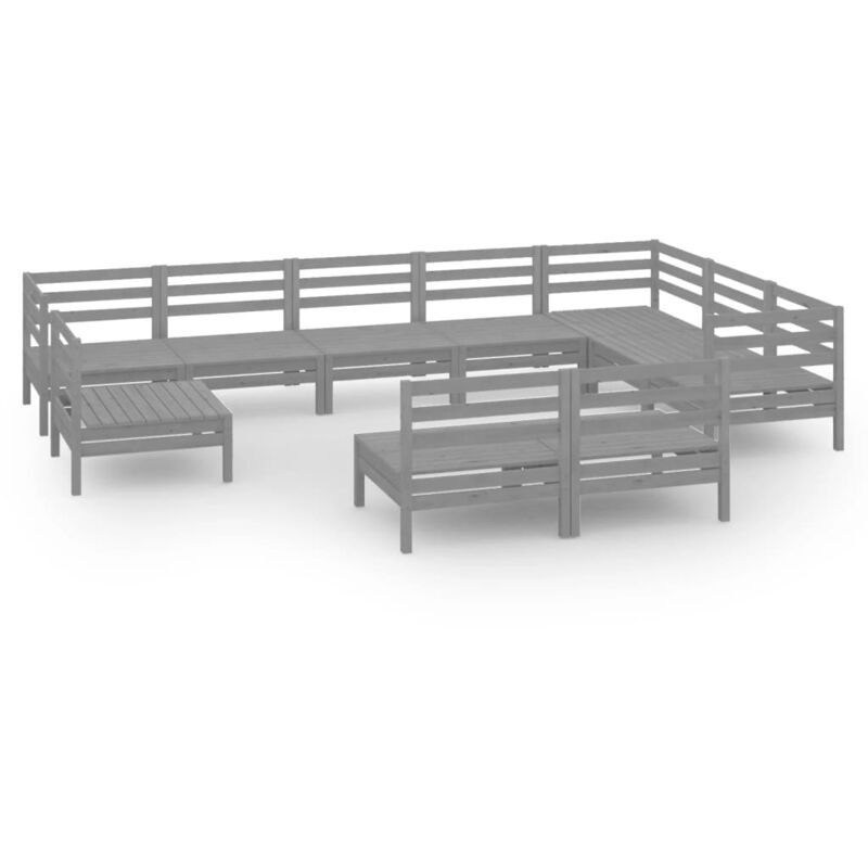 

vidaXL Juego de muebles de jardín 10 piezas madera maciza de pino gris - Gris
