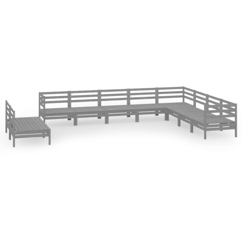 

Vidaxl - Juego de muebles de jardín 10 piezas madera maciza de pino gris - Gris