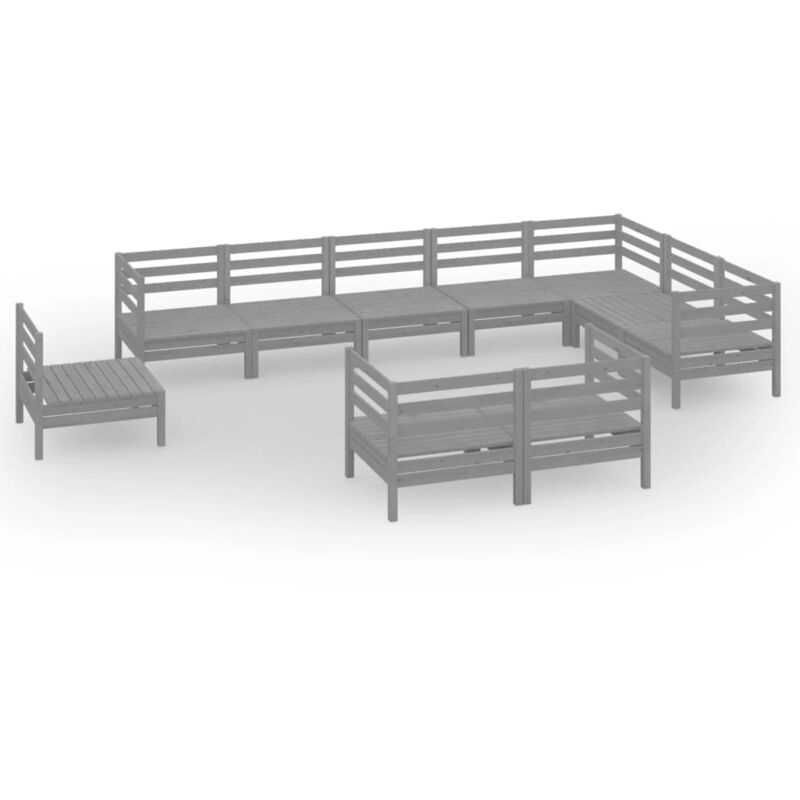 

Vidaxl - Juego de muebles de jardín 10 piezas madera maciza de pino gris - Gris