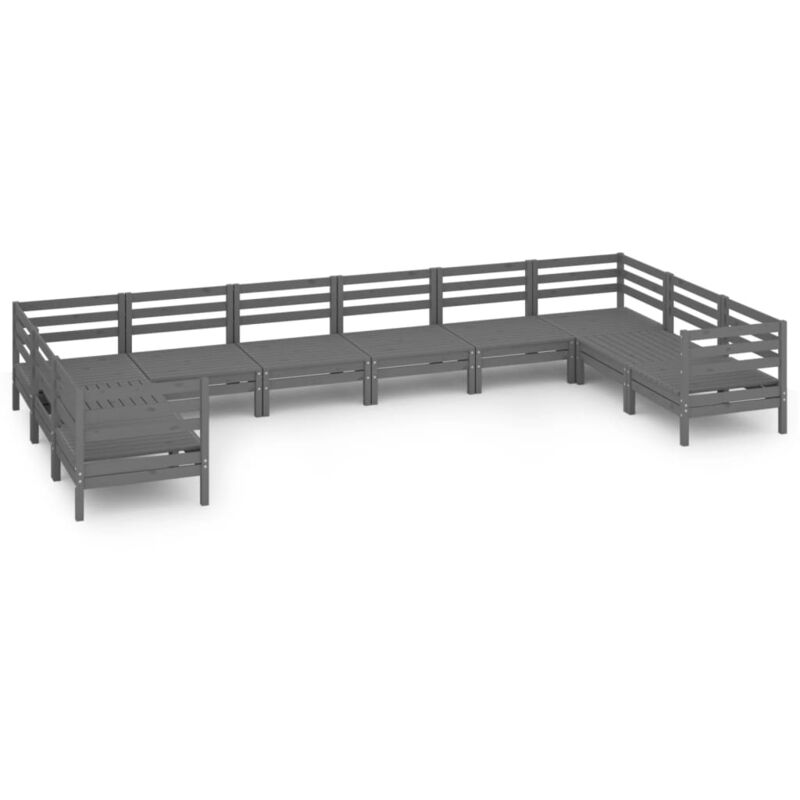 

Juego de muebles de jardín 10 piezas madera maciza de pino gris - Gris - Vidaxl