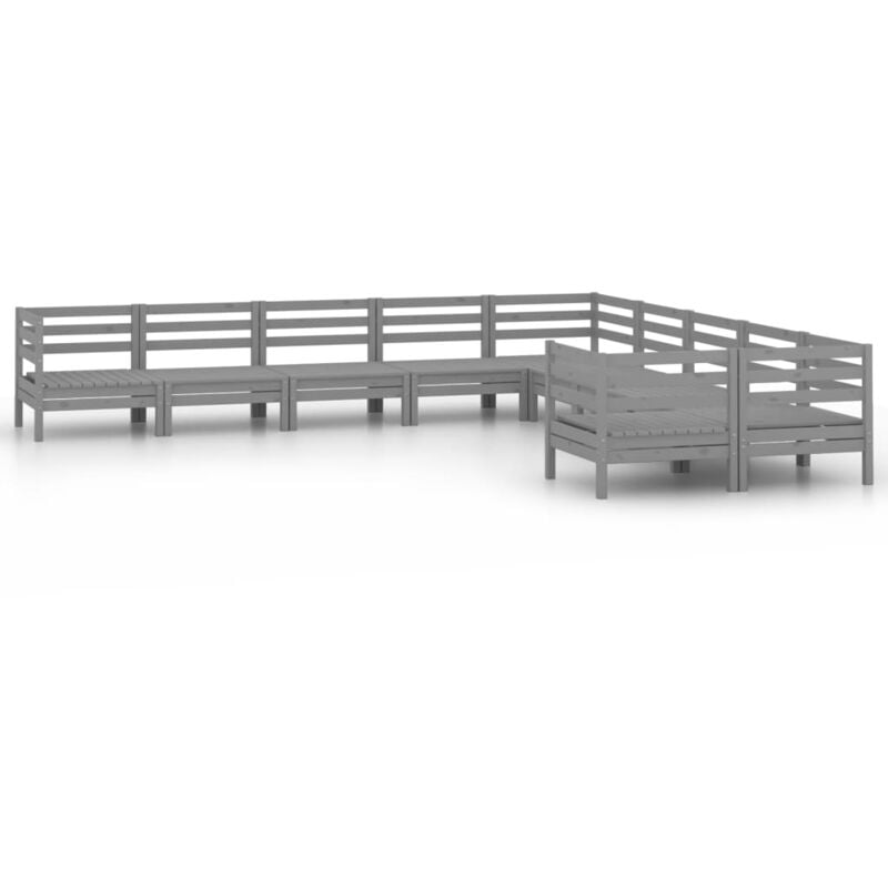 

Juego de muebles de jardín 10 piezas madera maciza de pino gris - Gris - Vidaxl