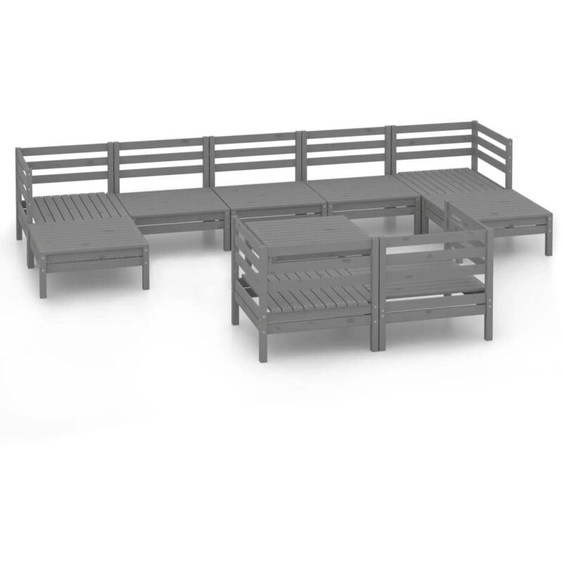 

Juego de muebles de jardín 10 piezas madera maciza de pino gris - Gris - Vidaxl