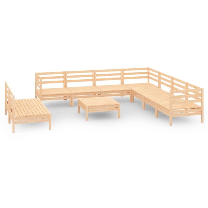 

Vidaxl - Juego de muebles de jardín 10 piezas madera maciza de pino - Marrón