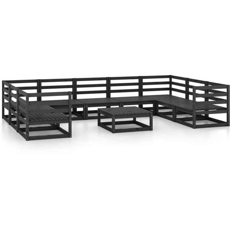 

Vidaxl - Juego de muebles de jardín 10 piezas madera maciza de pino - Negro