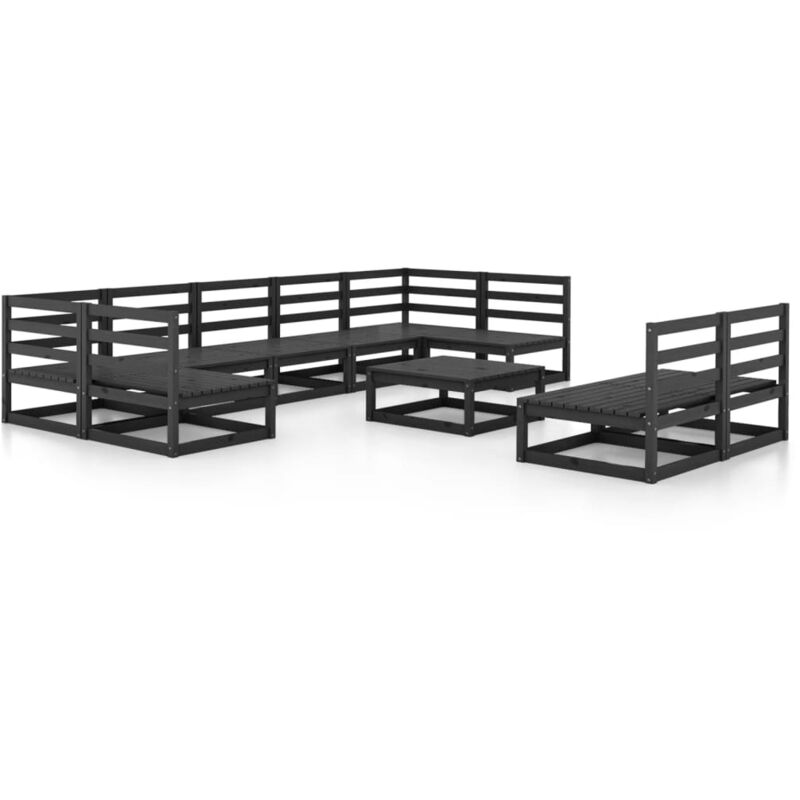 

Vidaxl - Juego de muebles de jardín 10 piezas madera maciza de pino - Negro