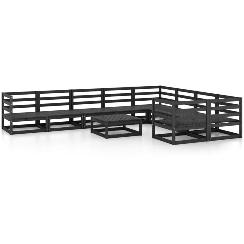 

Vidaxl - Juego de muebles de jardín 10 piezas madera maciza de pino - Negro