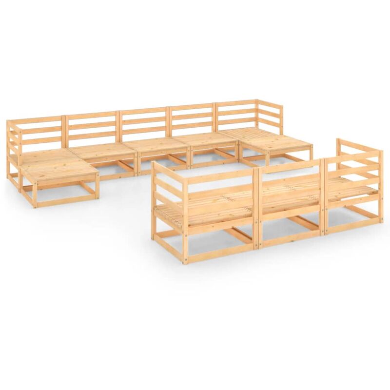 

vidaXL Juego de muebles de jardín 10 piezas madera maciza pino - Marrón