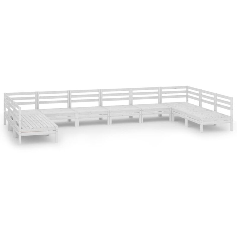 

Vidaxl - Juego de muebles de jardín 10 piezas madera maciza pino blanco - Blanco
