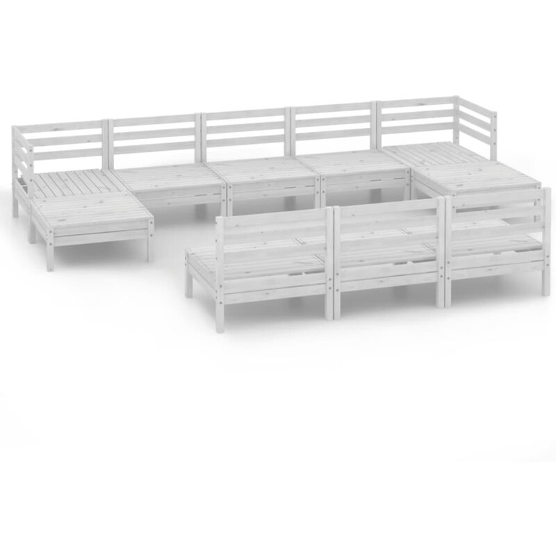 

Vidaxl - Juego de muebles de jardín 10 piezas madera maciza pino blanco - Blanco