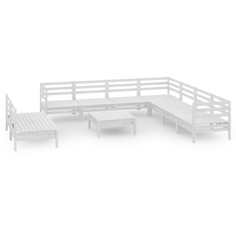 

Vidaxl - Juego de muebles de jardín 10 piezas madera maciza pino blanco - Blanco