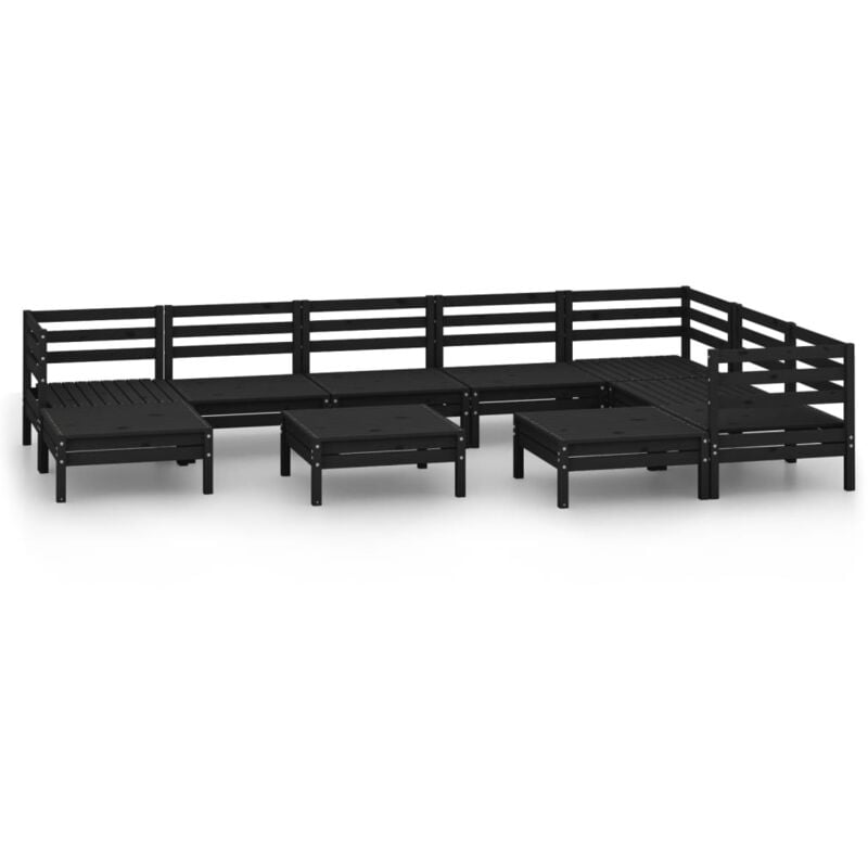 

Vidaxl - Juego de muebles de jardín 10 piezas madera maciza pino negro - Negro