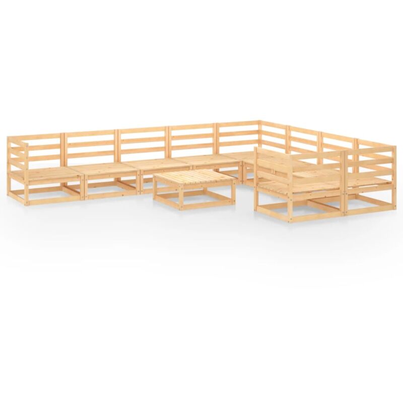 

vidaXL Juego de muebles de jardín 10 piezas madera pino maciza - Marrón