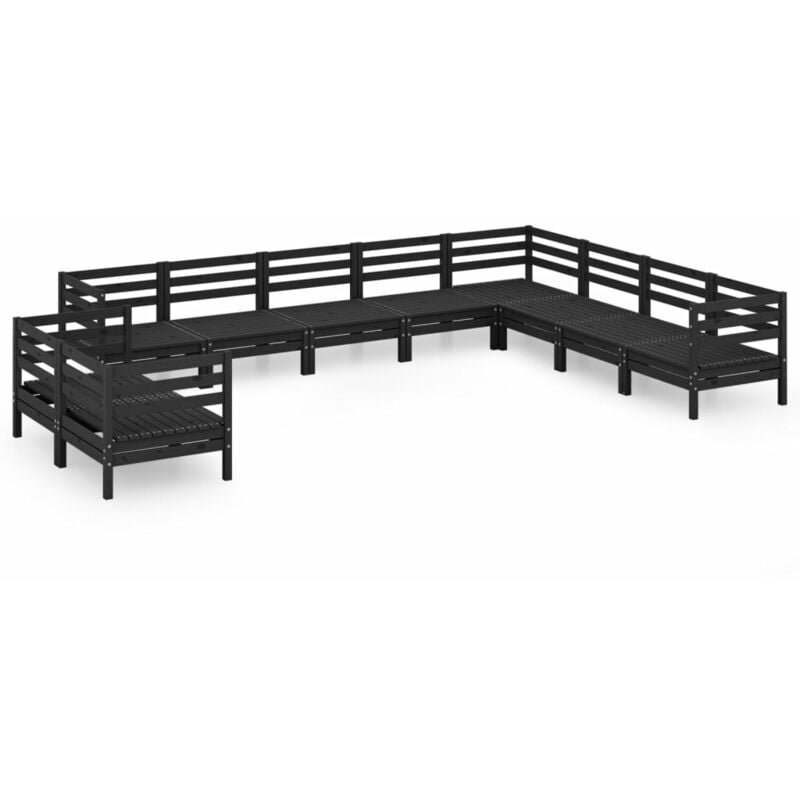 

Vidaxl - Juego de muebles de jardín 10 pzas madera de pino maciza negro - Negro