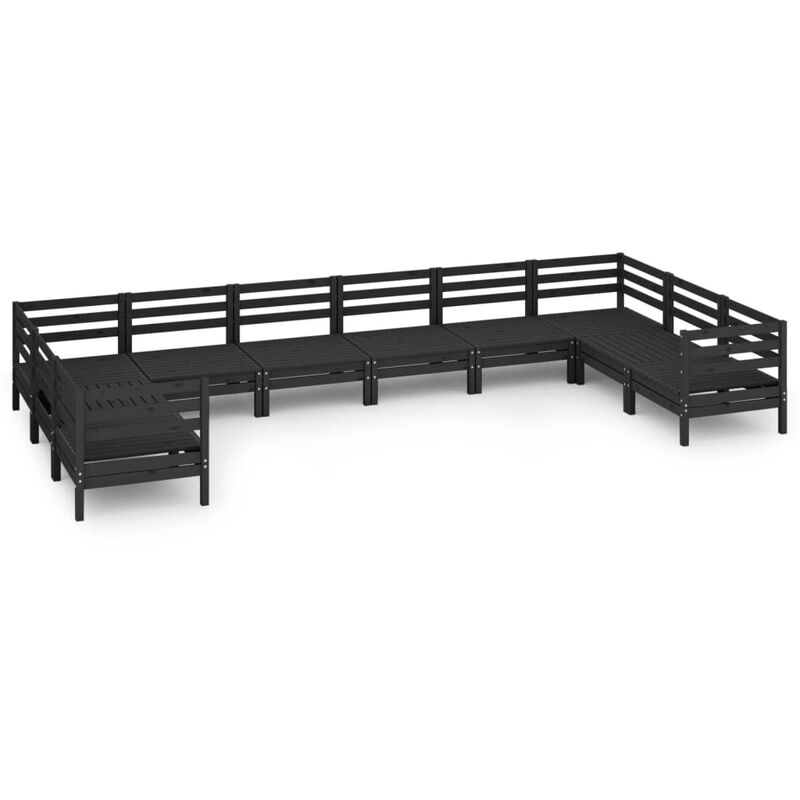 

Juego de muebles de jardín 10 pzas madera de pino maciza negro - Negro - Vidaxl