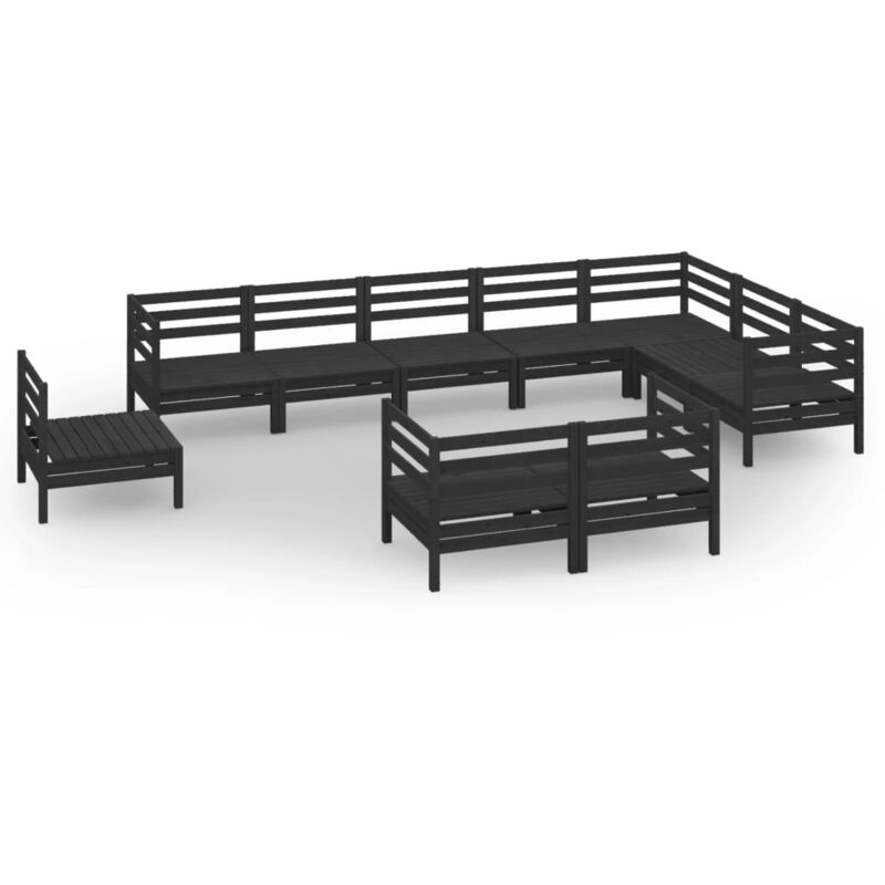 

Vidaxl - Juego de muebles de jardín 10 pzas madera de pino maciza negro - Negro