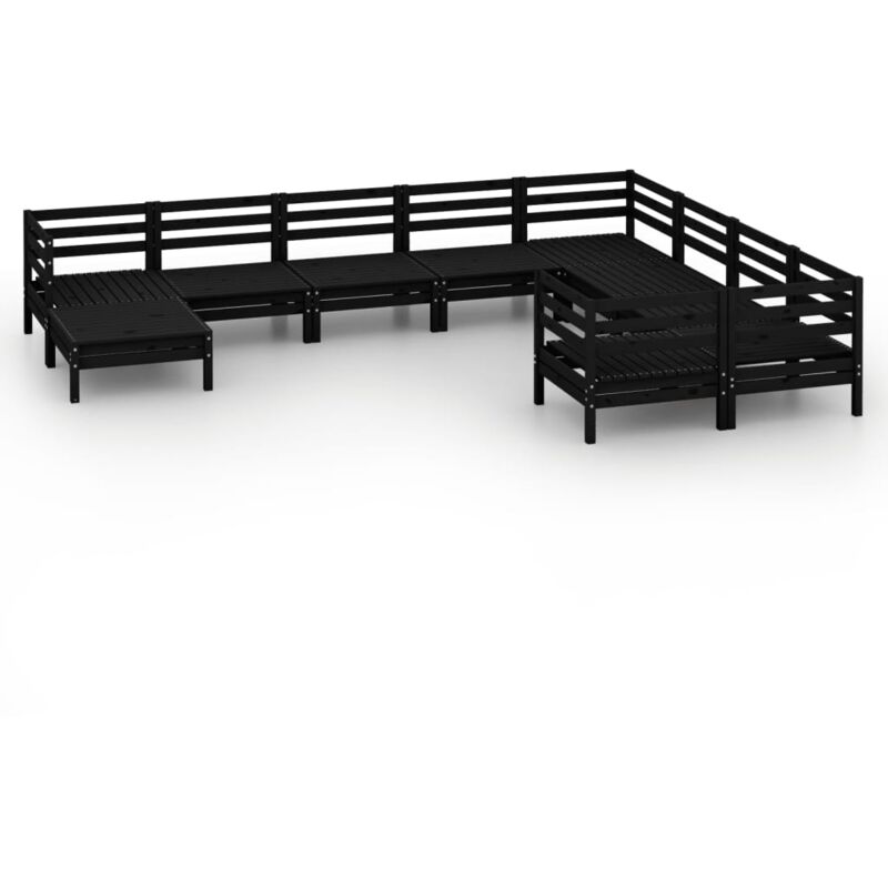 

Vidaxl - Juego de muebles de jardín 10 pzas madera de pino maciza negro - Negro