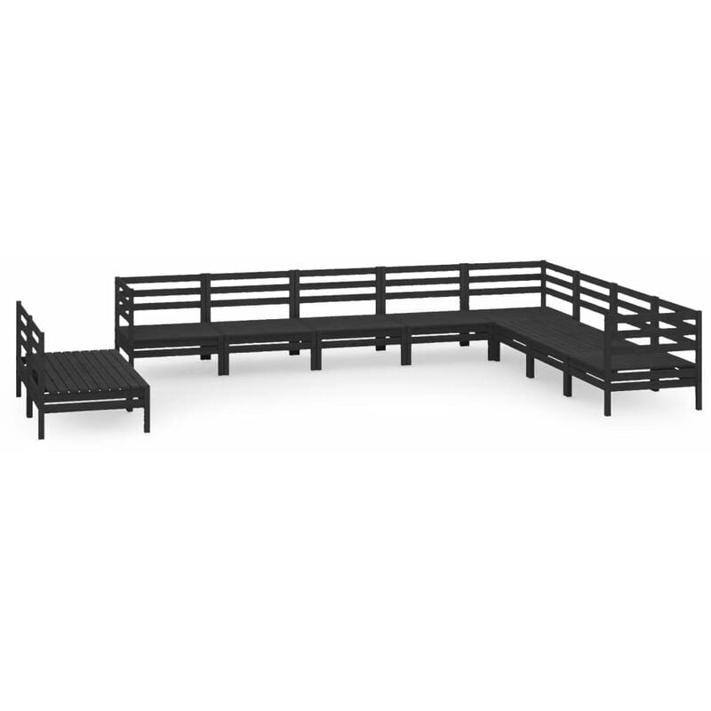 

Vidaxl - Juego de muebles de jardín 10 pzas madera de pino maciza negro - Negro