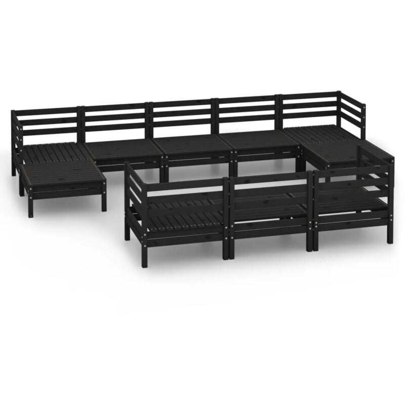 

Vidaxl - Juego de muebles de jardín 10 pzas madera de pino maciza negro - Negro