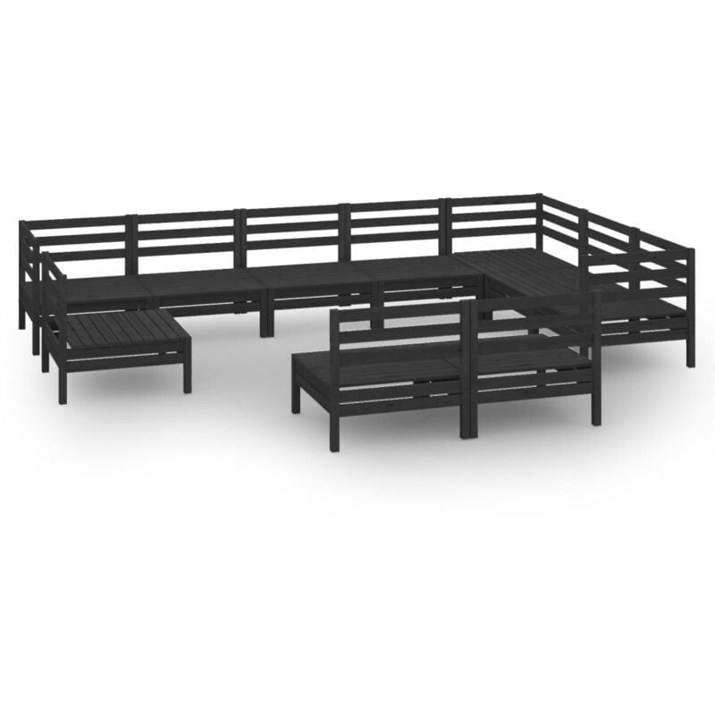 

Vidaxl - Juego de muebles de jardín 10 pzas madera de pino maciza negro - Negro