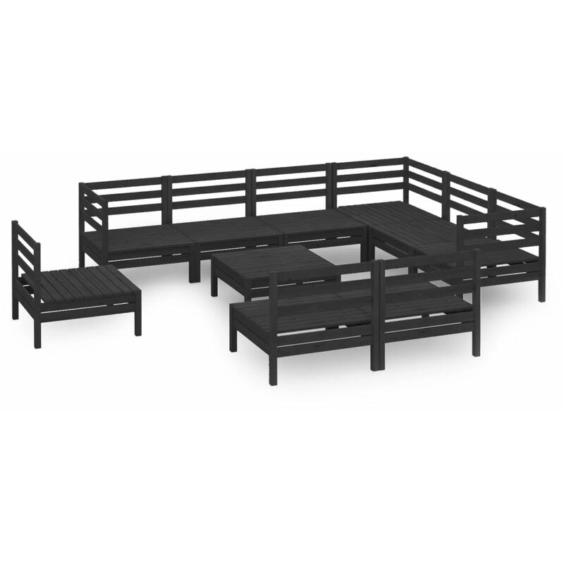 

Vidaxl - Juego de muebles de jardín 10 pzas madera de pino maciza negro - Negro