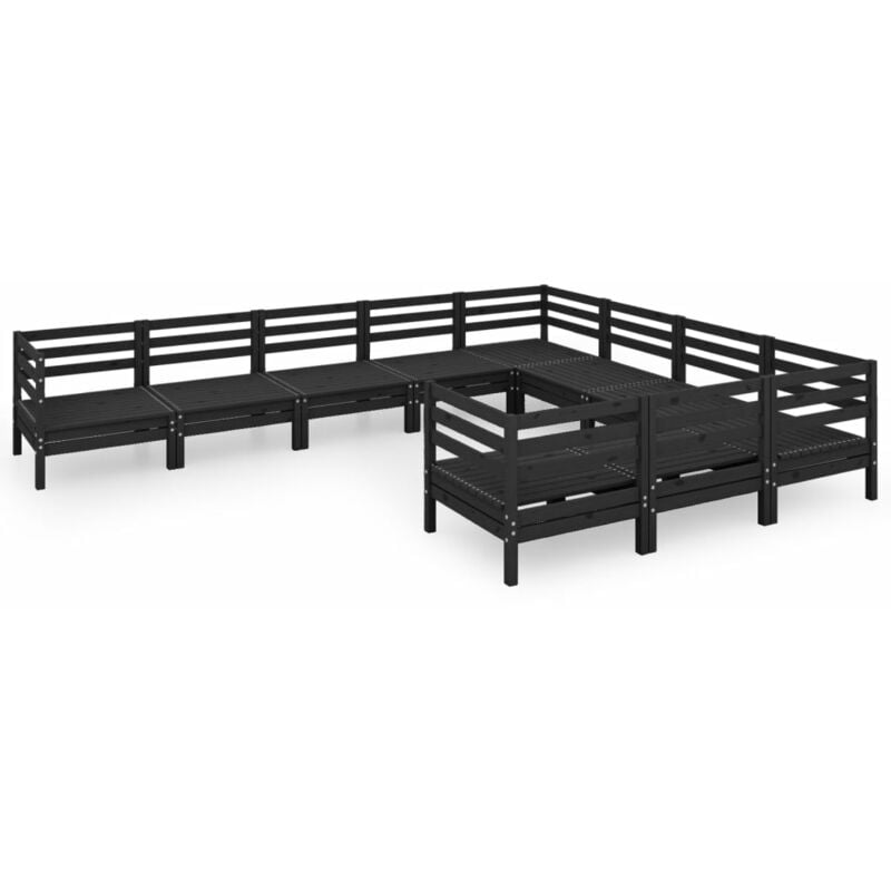 

Vidaxl - Juego de muebles de jardín 10 pzas madera de pino maciza negro - Negro