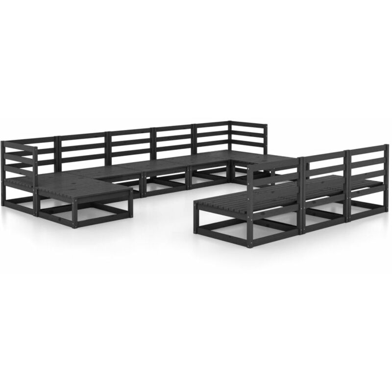 

Vidaxl - Juego de muebles de jardín 10 pzas madera pino maciza - Negro