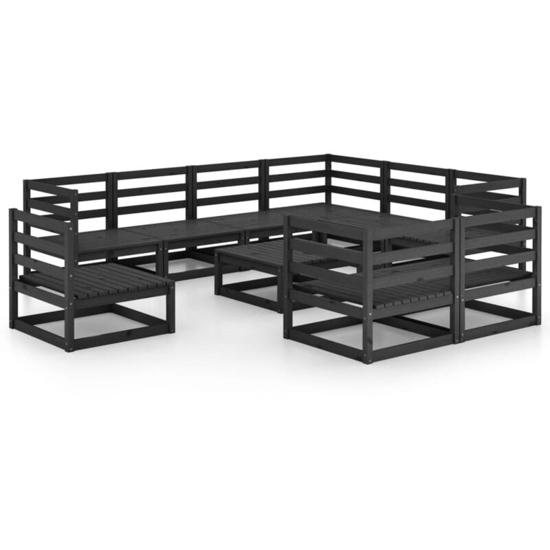 

Vidaxl - Juego de muebles de jardín 10 pzas nergo madera maciza de pino - Negro