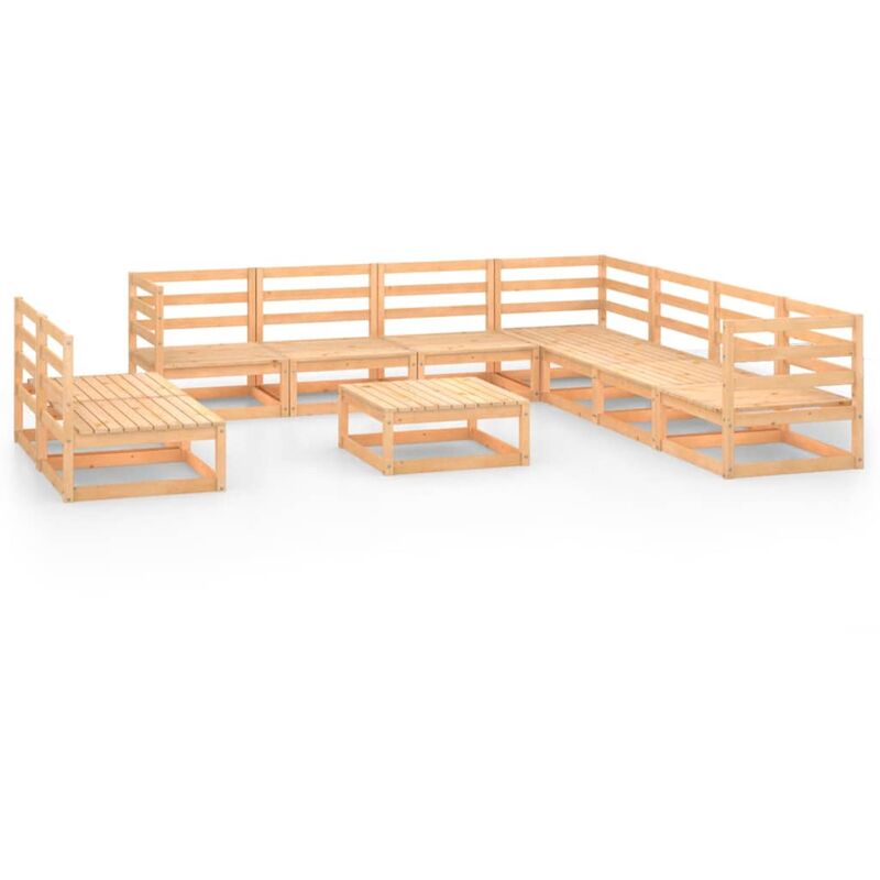 

vidaXL Juego de muebles de jardín 10 piezas madera pino maciza - Marrón