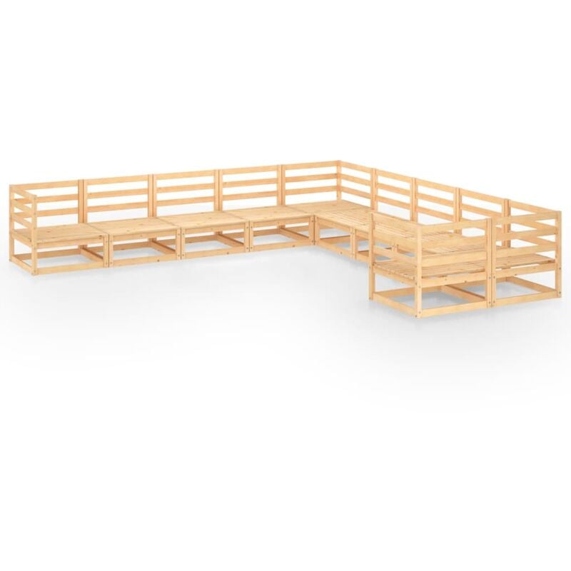 

vidaXL Juego de muebles de jardín 10 piezas madera pino maciza - Marrón