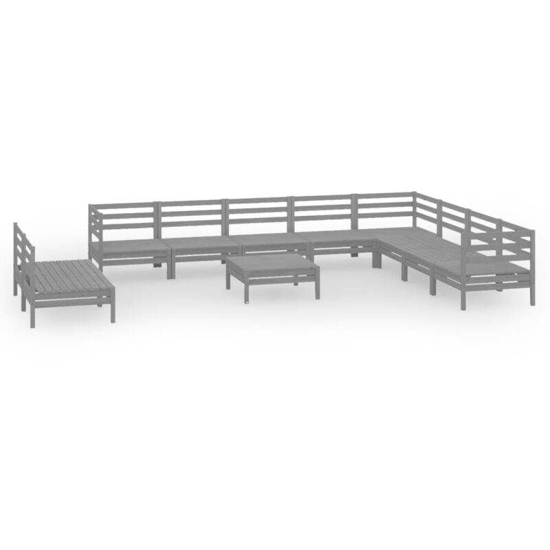 

Vidaxl - Juego de muebles de jardín 11 piezas madera de pino maciza gris - Gris