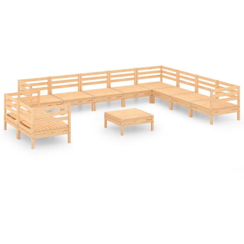 

vidaXL Juego de muebles de jardín 11 piezas madera maciza de pino - Marrón