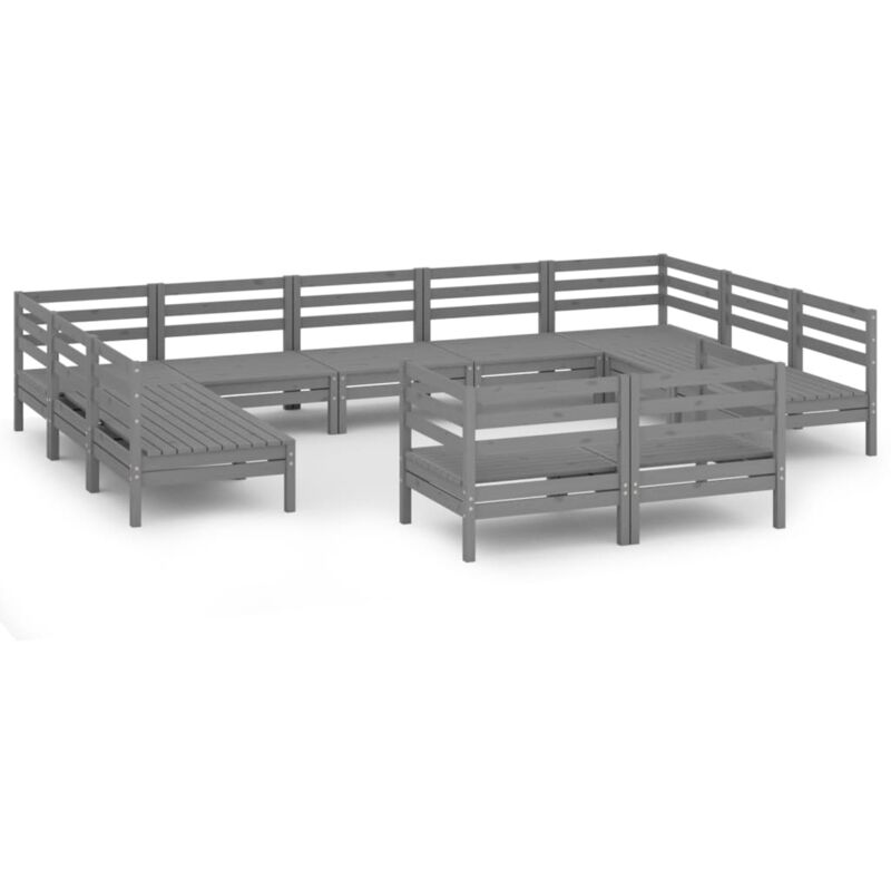 

Vidaxl - Juego de muebles de jardín 11 piezas madera maciza de pino gris - Gris