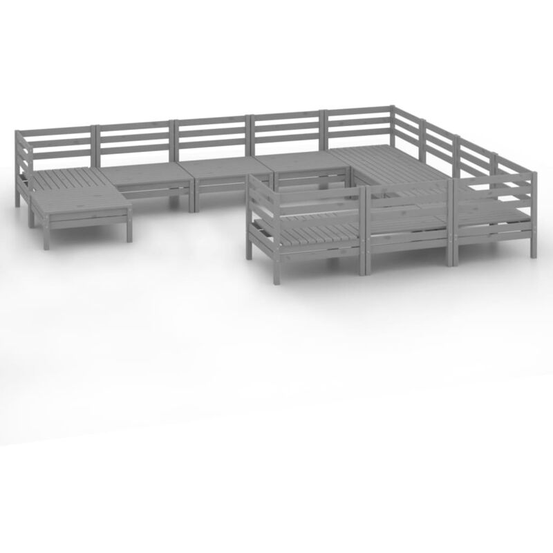 

Vidaxl - Juego de muebles de jardín 11 piezas madera maciza de pino gris - Gris