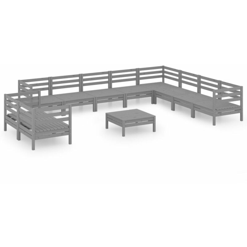 

Juego de muebles de jardín 11 piezas madera maciza de pino gris - Gris - Vidaxl