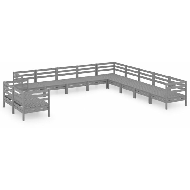 

Juego de muebles de jardín 11 piezas madera maciza de pino gris - Gris - Vidaxl
