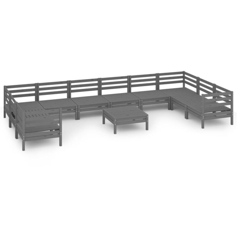 

Vidaxl - Juego de muebles de jardín 11 piezas madera maciza de pino gris - Gris