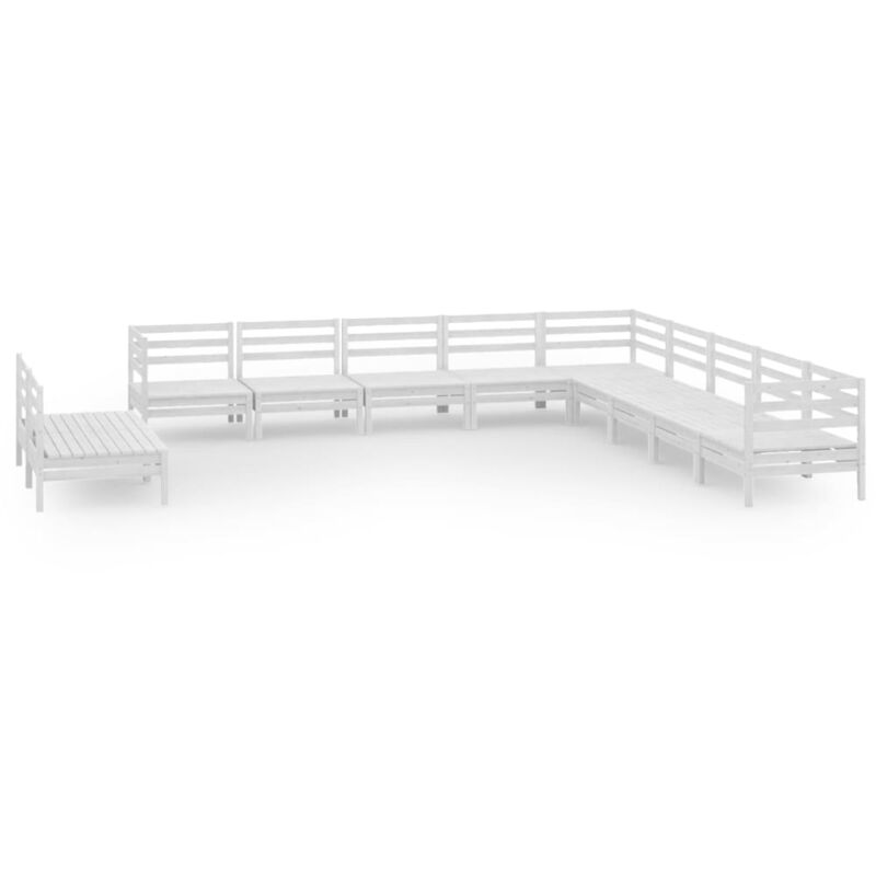 

Vidaxl - Juego de muebles de jardín 11 piezas madera maciza pino blanco - Blanco