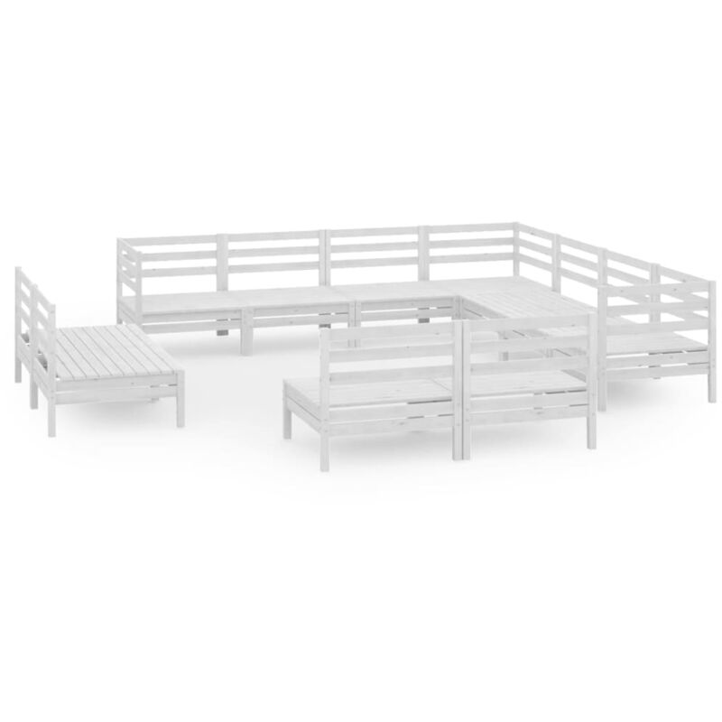 

Vidaxl - Juego de muebles de jardín 11 piezas madera maciza pino blanco - Blanco