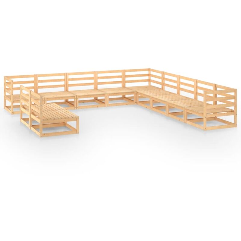 

vidaXL Juego de muebles de jardín 11 piezas madera pino maciza - Marrón